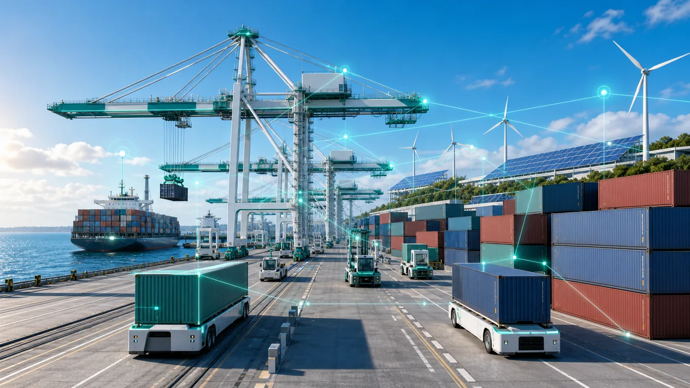 Port terminal — transformed into electric, digital, carbon-monitored green infrastructure
