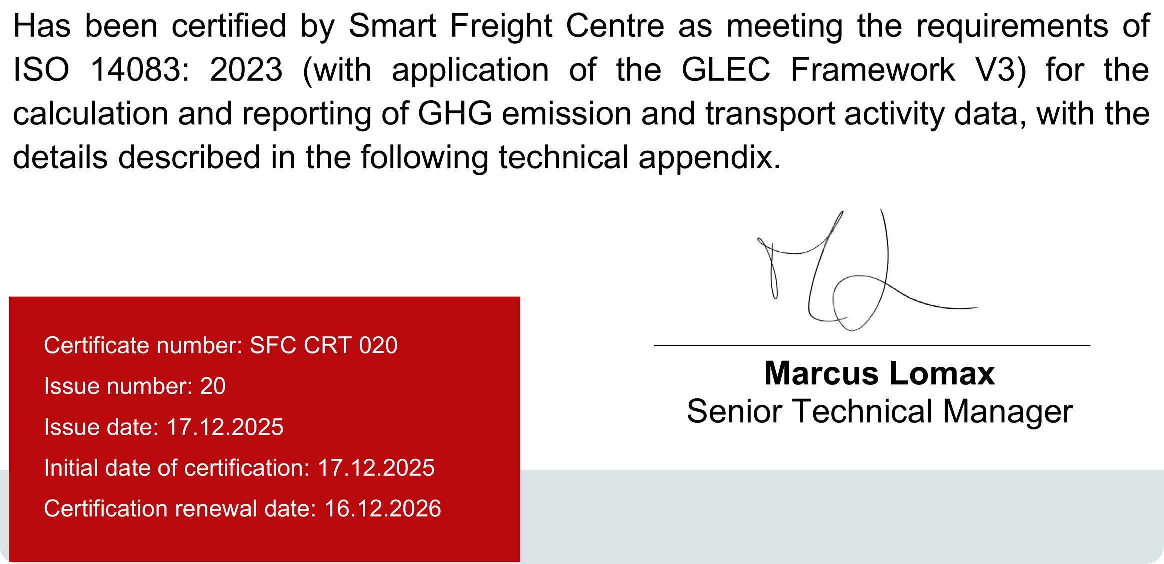 SFC certification CRT 020
